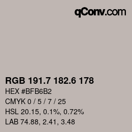 カラーコード: RGB 191.7 182.6 178 | qconv.com