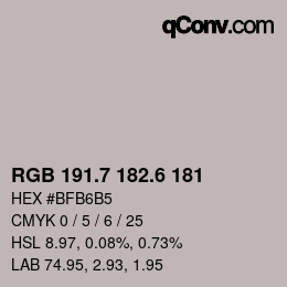 カラーコード: RGB 191.7 182.6 181 | qconv.com
