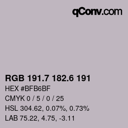 カラーコード: RGB 191.7 182.6 191 | qconv.com
