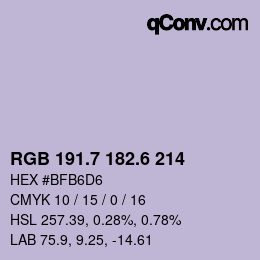 カラーコード: RGB 191.7 182.6 214 | qconv.com