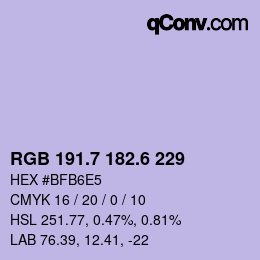 カラーコード: RGB 191.7 182.6 229 | qconv.com