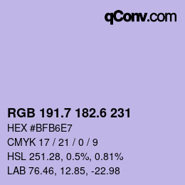 カラーコード: RGB 191.7 182.6 231 | qconv.com