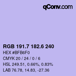 カラーコード: RGB 191.7 182.6 240 | qconv.com