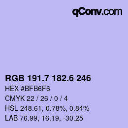 カラーコード: RGB 191.7 182.6 246 | qconv.com