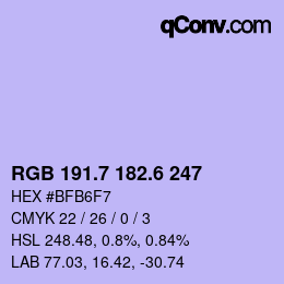 カラーコード: RGB 191.7 182.6 247 | qconv.com