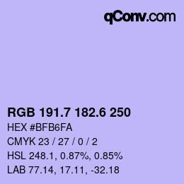 カラーコード: RGB 191.7 182.6 250 | qconv.com
