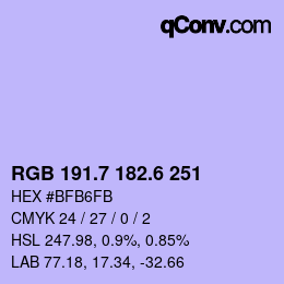 カラーコード: RGB 191.7 182.6 251 | qconv.com