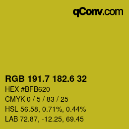 カラーコード: RGB 191.7 182.6 32 | qconv.com