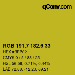 カラーコード: RGB 191.7 182.6 33 | qconv.com