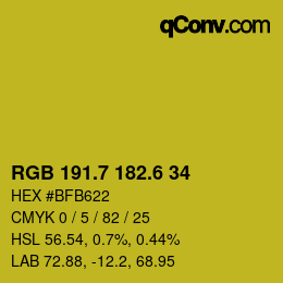 カラーコード: RGB 191.7 182.6 34 | qconv.com