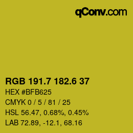 カラーコード: RGB 191.7 182.6 37 | qconv.com