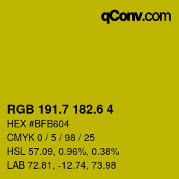 カラーコード: RGB 191.7 182.6 4 | qconv.com