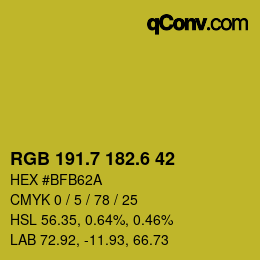 カラーコード: RGB 191.7 182.6 42 | qconv.com