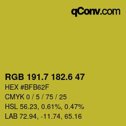 カラーコード: RGB 191.7 182.6 47 | qconv.com