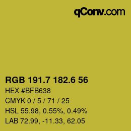 カラーコード: RGB 191.7 182.6 56 | qconv.com