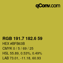 カラーコード: RGB 191.7 182.6 59 | qconv.com
