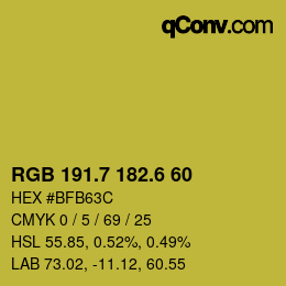 カラーコード: RGB 191.7 182.6 60 | qconv.com
