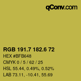 カラーコード: RGB 191.7 182.6 72 | qconv.com