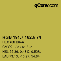 カラーコード: RGB 191.7 182.6 74 | qconv.com