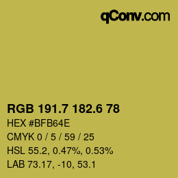 カラーコード: RGB 191.7 182.6 78 | qconv.com