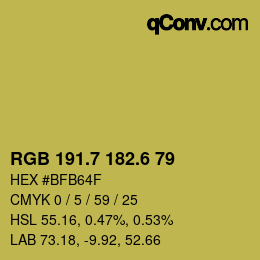 カラーコード: RGB 191.7 182.6 79 | qconv.com