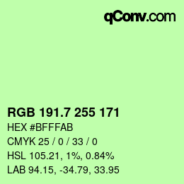カラーコード: RGB 191.7 255 171 | qconv.com