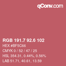 カラーコード: RGB 191.7 92.6 102 | qconv.com