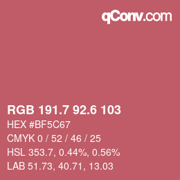 カラーコード: RGB 191.7 92.6 103 | qconv.com