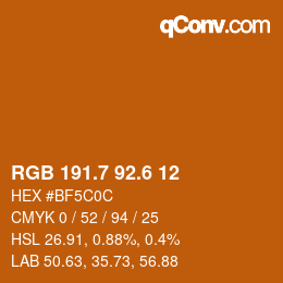 カラーコード: RGB 191.7 92.6 12 | qconv.com