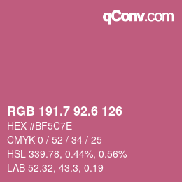 カラーコード: RGB 191.7 92.6 126 | qconv.com