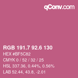 カラーコード: RGB 191.7 92.6 130 | qconv.com