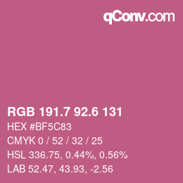 カラーコード: RGB 191.7 92.6 131 | qconv.com