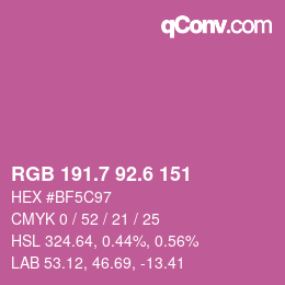 カラーコード: RGB 191.7 92.6 151 | qconv.com