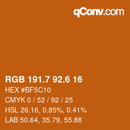 カラーコード: RGB 191.7 92.6 16 | qconv.com