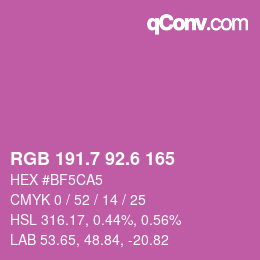 カラーコード: RGB 191.7 92.6 165 | qconv.com