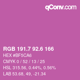 カラーコード: RGB 191.7 92.6 166 | qconv.com