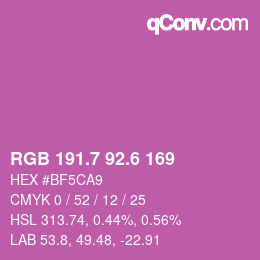 カラーコード: RGB 191.7 92.6 169 | qconv.com