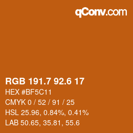 カラーコード: RGB 191.7 92.6 17 | qconv.com