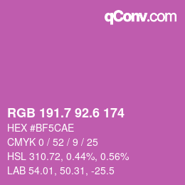 カラーコード: RGB 191.7 92.6 174 | qconv.com