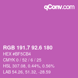 カラーコード: RGB 191.7 92.6 180 | qconv.com