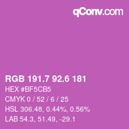 カラーコード: RGB 191.7 92.6 181 | qconv.com