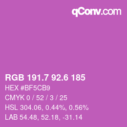 カラーコード: RGB 191.7 92.6 185 | qconv.com