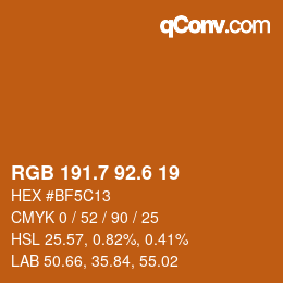 カラーコード: RGB 191.7 92.6 19 | qconv.com
