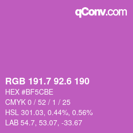 カラーコード: RGB 191.7 92.6 190 | qconv.com