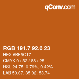 カラーコード: RGB 191.7 92.6 23 | qconv.com