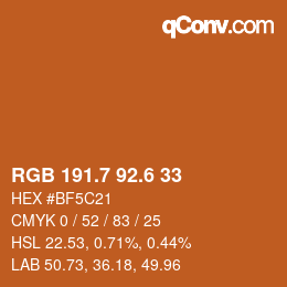 カラーコード: RGB 191.7 92.6 33 | qconv.com