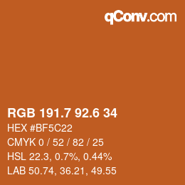 カラーコード: RGB 191.7 92.6 34 | qconv.com