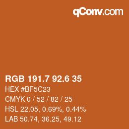 カラーコード: RGB 191.7 92.6 35 | qconv.com