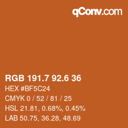 カラーコード: RGB 191.7 92.6 36 | qconv.com