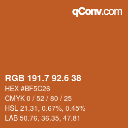カラーコード: RGB 191.7 92.6 38 | qconv.com